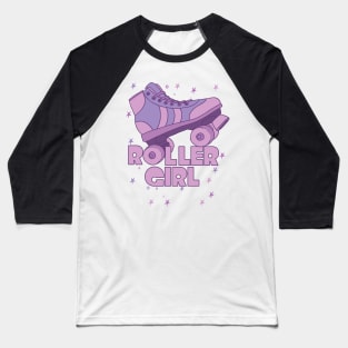 Roller Girl Roller Skating Derby Pink Lavender Baseball T-Shirt